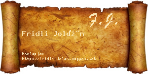 Fridli Jolán névjegykártya